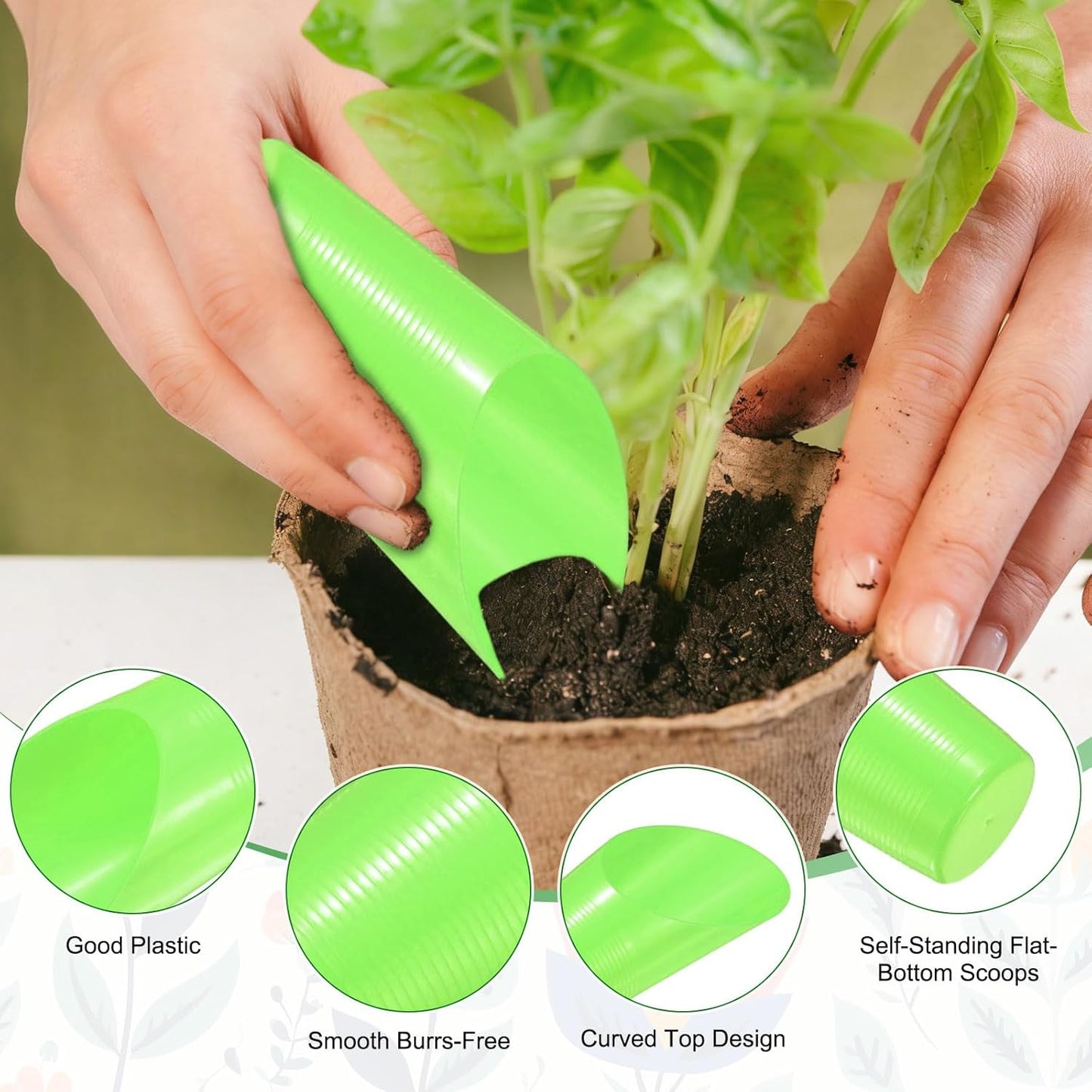 M METERXITY 18-Pack Bonsai Soil Scoops, Plastic Garden Soil Scoops Bucket Shovel Potting Scoopers for Transplanting/Flower Planting/Plant Succulent, Colorful Small Gardening Tools [Multicolor]