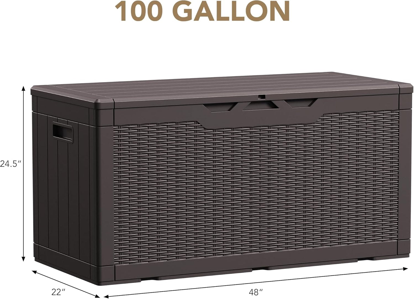 Devoko 100 Gallon Waterproof Large Resin Deck Box Indoor Outdoor Lockable Storage Container for Patio Furniture Cushions Garden Tools (100 Gallon, Black)