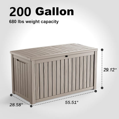 30 Gallon Outdoor Deck Box, Lockable Waterproof Outdoor Storage Boxes For Garden Tools,Indoor Cushions,Accessories Outside Storage Resin Weatherproof Container(Black)