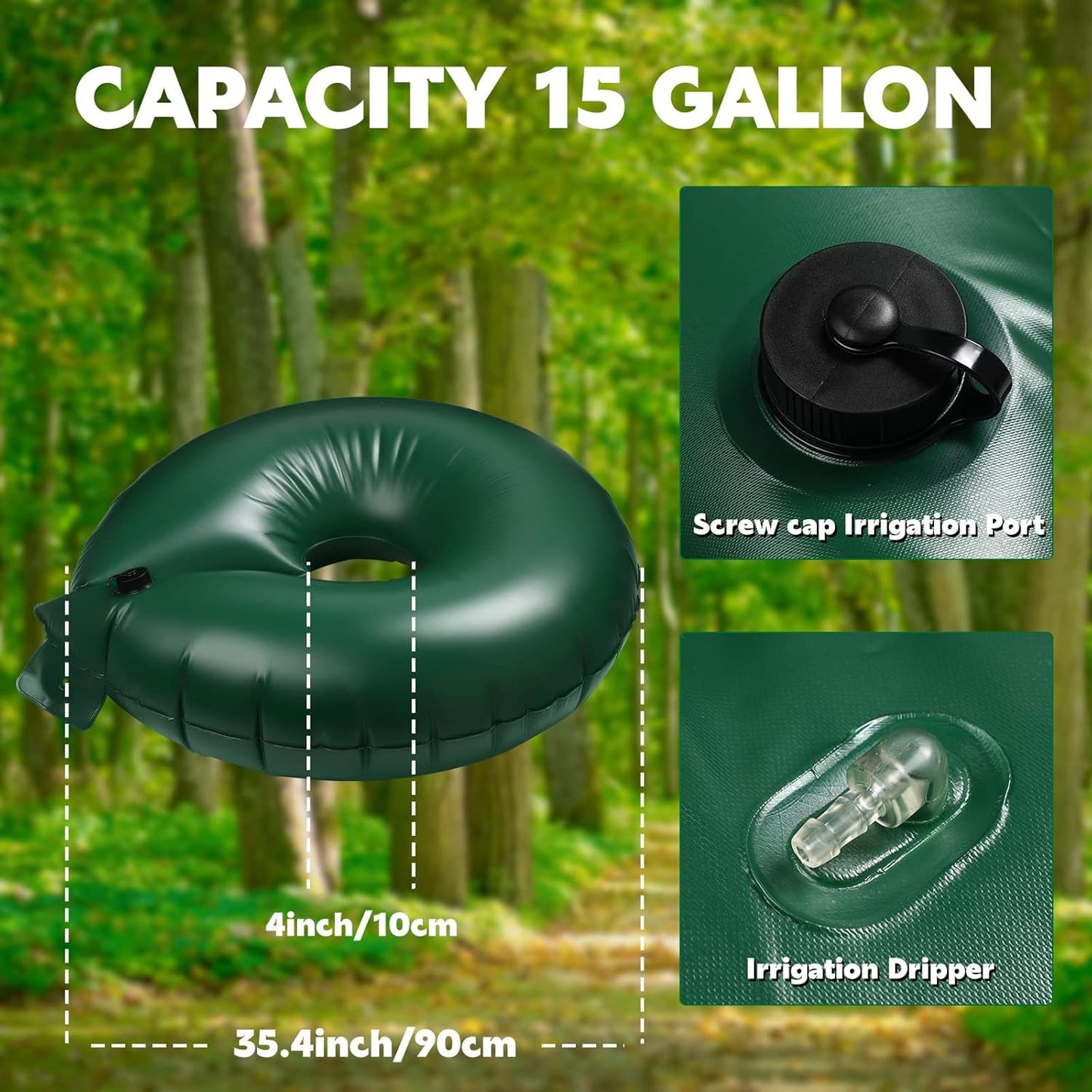 Foaincore 6 Pcs 10 Gallon Heavy Duty Tree Watering Ring PVC Drip Irrigation Deep Tree Root Watering Bag Round Trees Slow Release Water Pouch Planting Drip Irrigation Rings for Gardening Supply(Green)