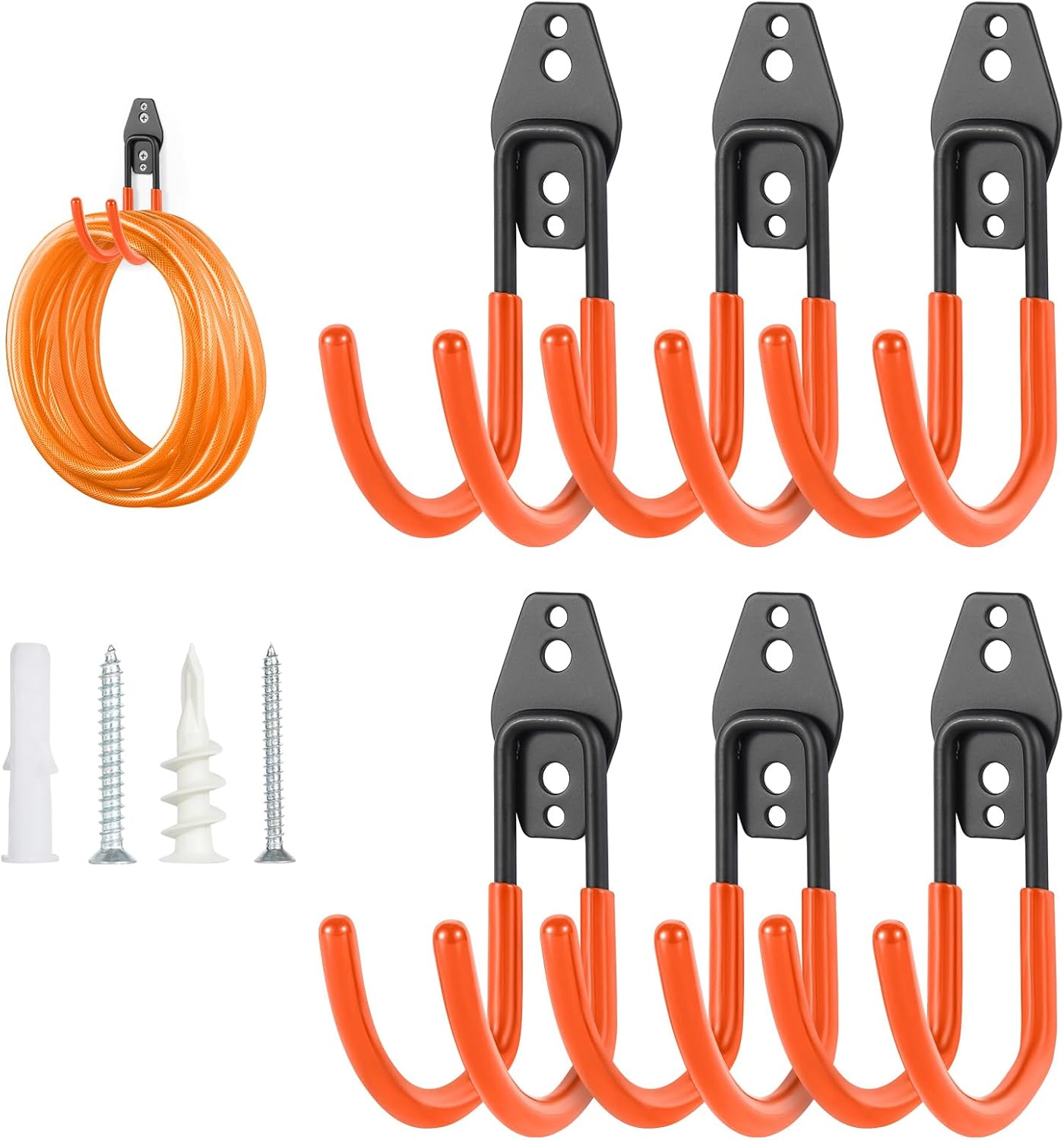 Hose Hanger Wall Mount 2 Pack,Heavy Duty Hose Holder with Screws Metal Hose Hangers for Outside,Hose Rack Suitable for Garage,Garden and Yard