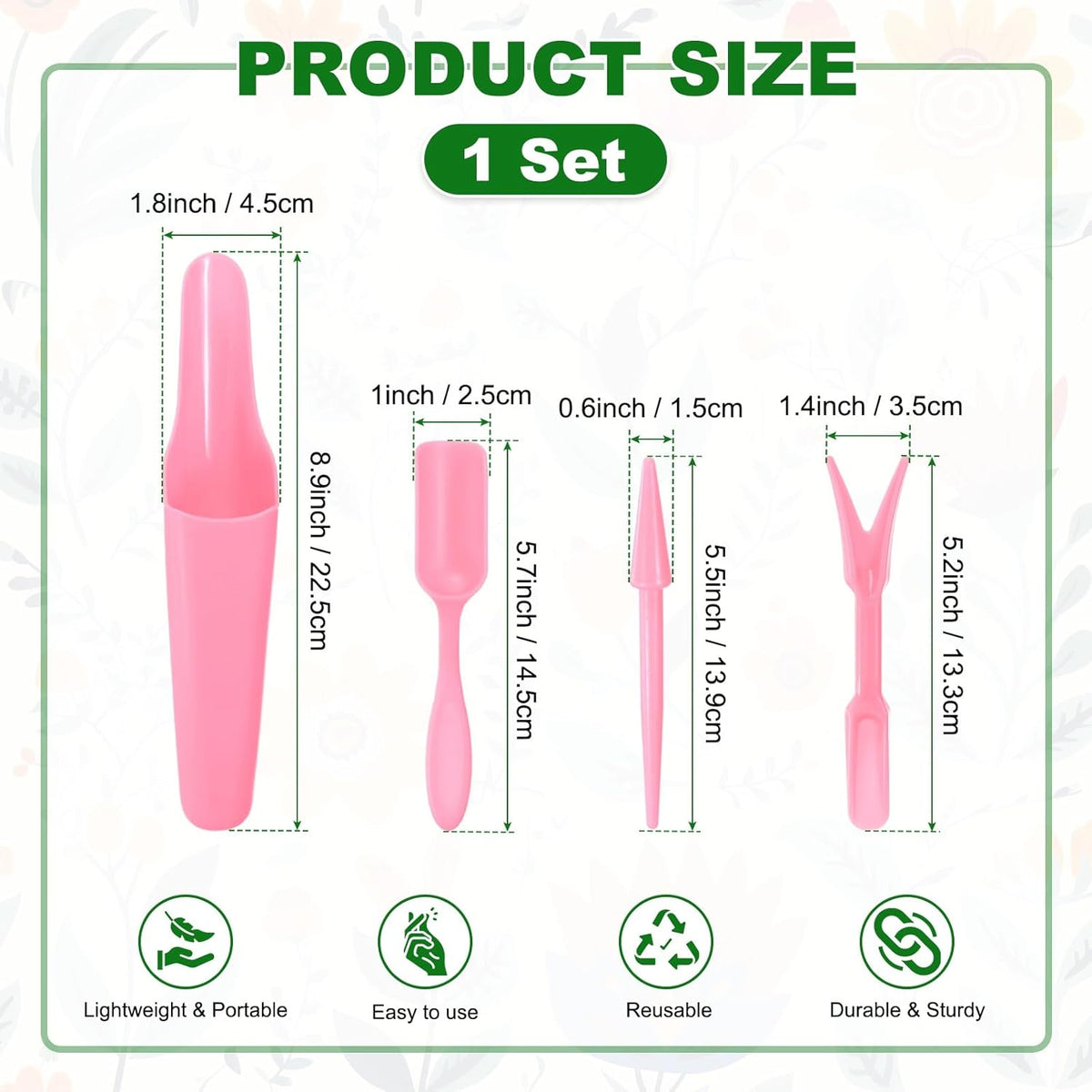 M METERXITY 1-Set Garden Shovel Hand Tools Transplanting Succulent Cultivation Digging Scoops Kits, Plastic Mini Garden Tool Set for Bonsai Potting/Flower Planting [Pink]