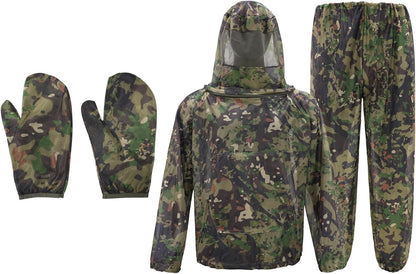 Mosquito Netting Suit Bug Net Mesh Clothing with Hood Outdoor Garden Hunting Camo Protection from Fly Insects Bugs