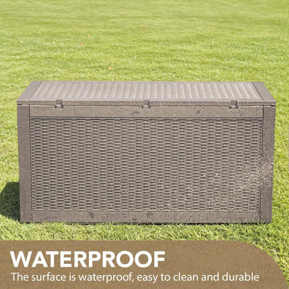 Devoko 100 Gallon Waterproof Large Resin Deck Box Indoor Outdoor Lockable Storage Container for Patio Furniture Cushions Garden Tools (100 Gallon, Black)