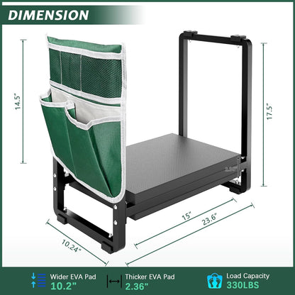 FLINTER Wider Garden Kneeler and Seat, Heavy Duty Thick Gardening Bench for Kneeling and Seat - Garden Kneelers for Seniors, Gardening Stools for Women, Grandparents, Gardeners, Black