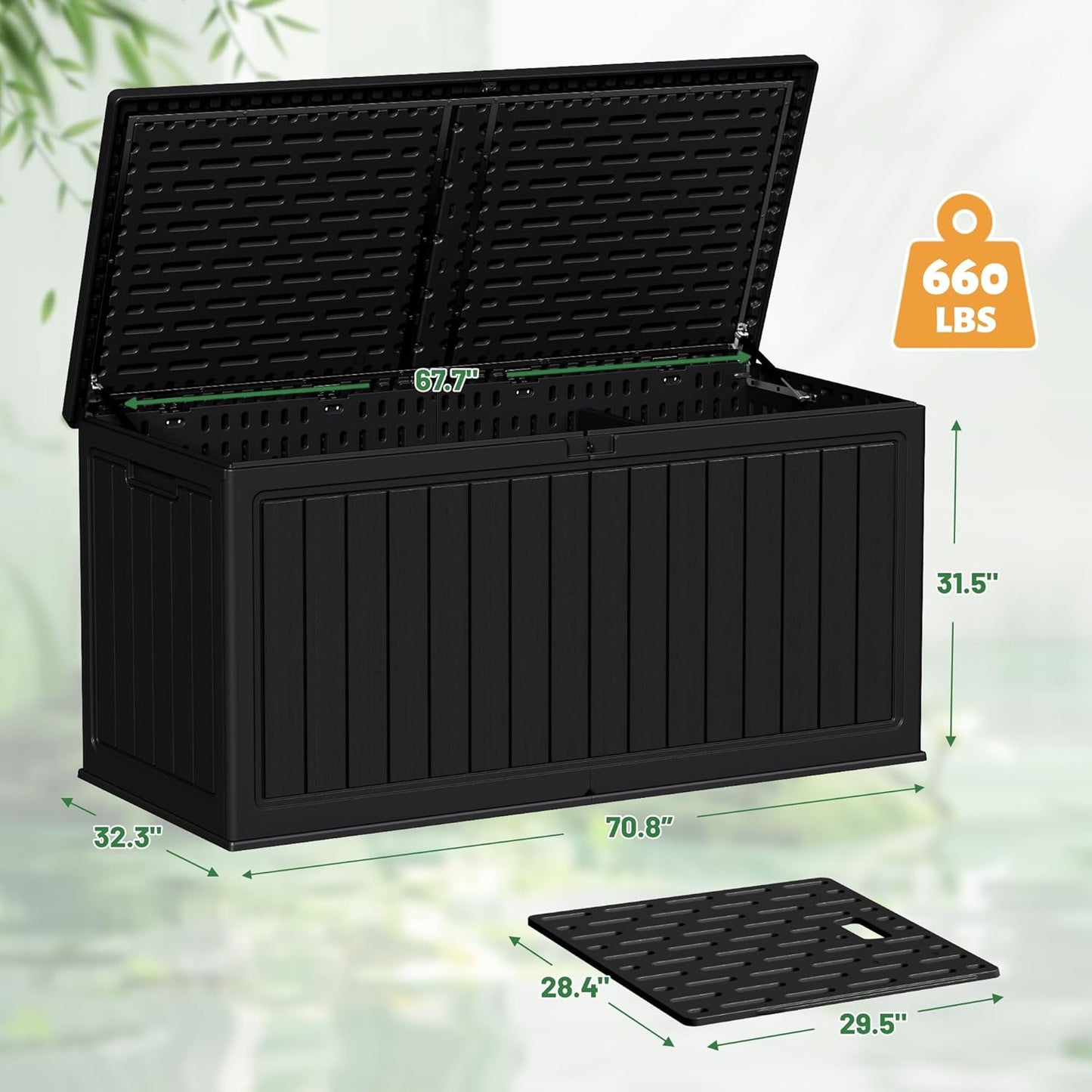 30 Gallon Resin Deck Box Waterproof Outdoor Storage Box for Patio Furniture Pool Accessories Indoor Storage for Cushion Garden Tools (30 Gallon, Black)