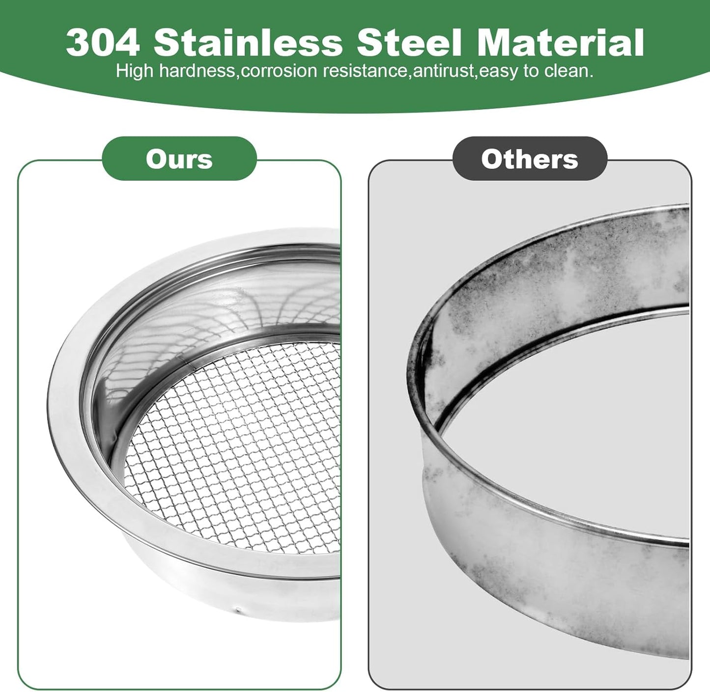 Soil Sieve Set Garden Soils Sifter Stainless Steel Mesh Sifters Compost Sifter with 1,3,6,9,12mm Sieve Mesh and Bonsai Soil Scoop