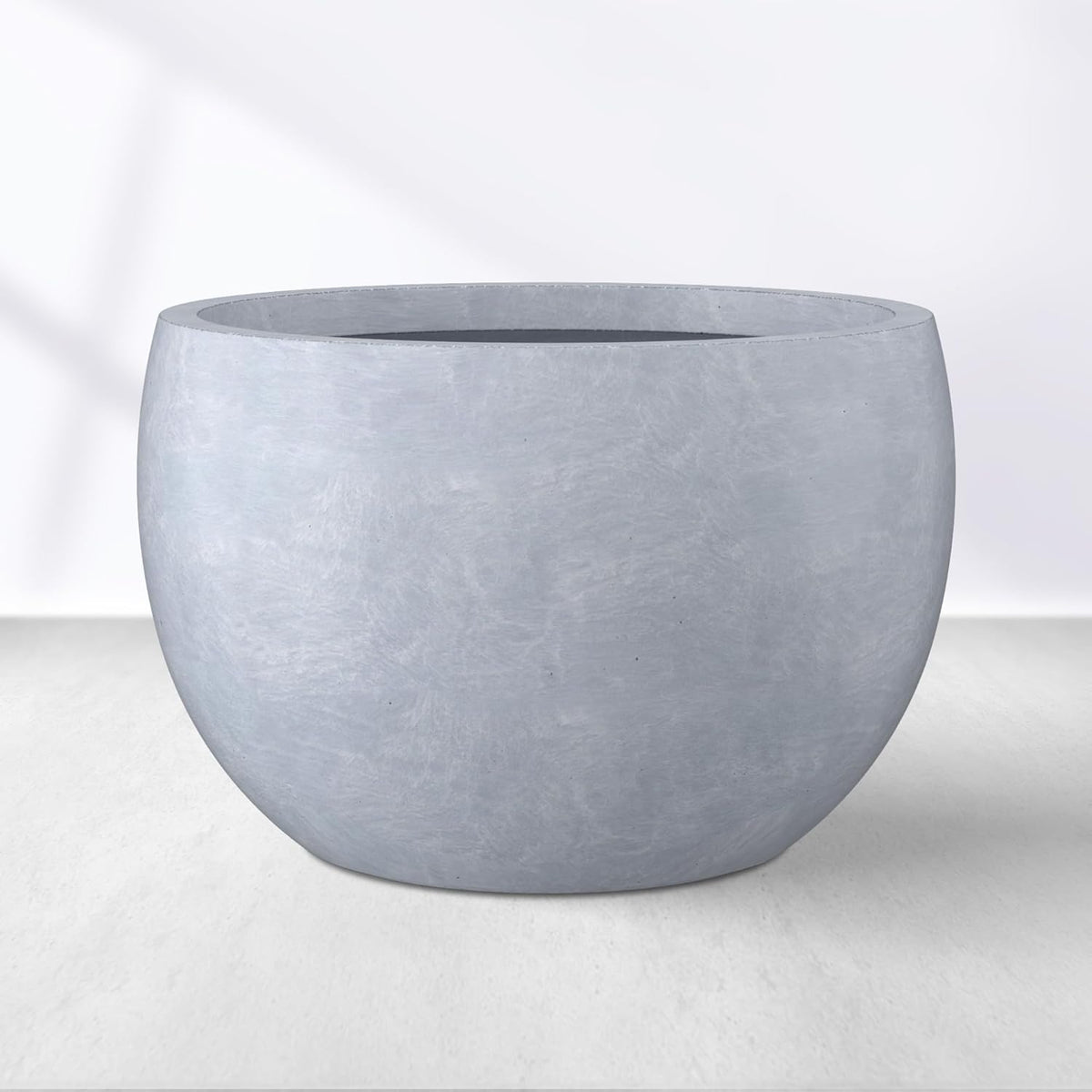 Large Round Bowl Vintage BRN Concrete Planter 19.9" Dia, Outdoor