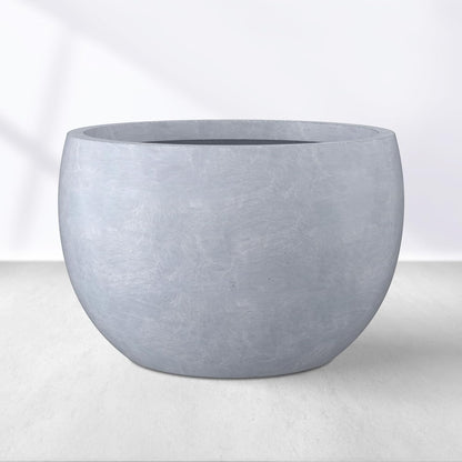 Large Round Bowl Vintage BRN Concrete Planter 19.9" Dia, Outdoor