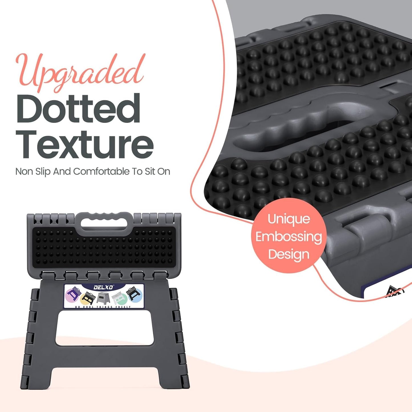 Folding Step Stool 13 Inch,300 Lbs Step Stool for Adults Black