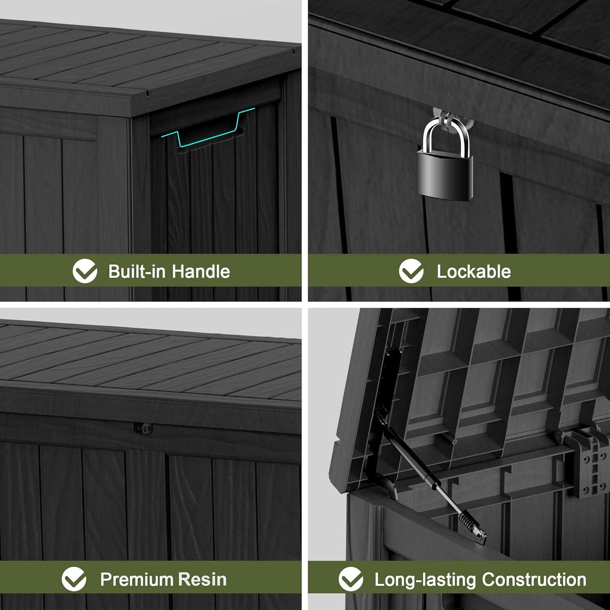 30 Gallon Outdoor Deck Box, Lockable Waterproof Outdoor Storage Boxes For Garden Tools,Indoor Cushions,Accessories Outside Storage Resin Weatherproof Container(Black)