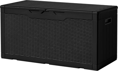 30 Gallon Resin Deck Box Waterproof Outdoor Storage Box for Patio Furniture Pool Accessories Indoor Storage for Cushion Garden Tools (30 Gallon, Black)