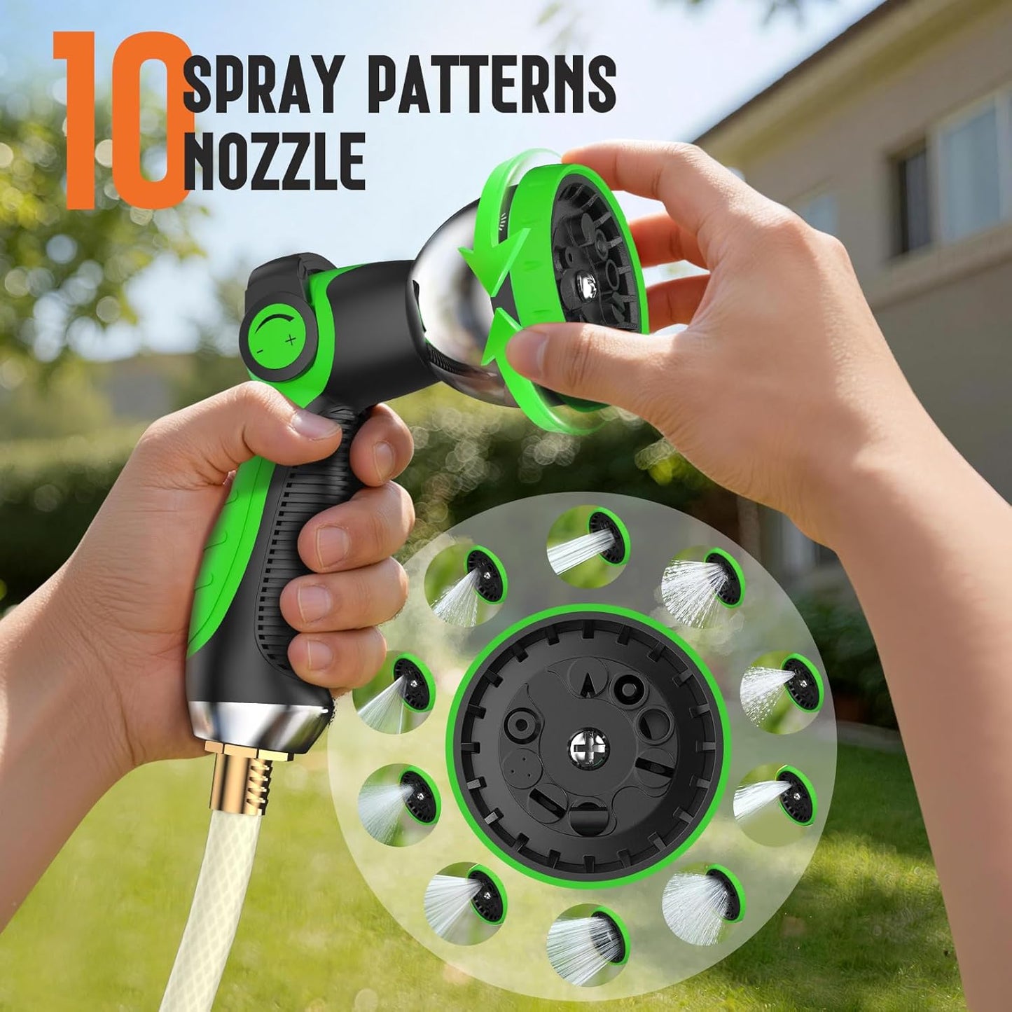 Retractable Garden Hose Reel 1/2" 100ft, 2-in-1 Wall Mount & Portable Auto Rewind Water Hose Reel with Any Length Lock & 180° Swivel, Heavy Duty Outdoor Hose Storage for Garden, Patio and Car Washing