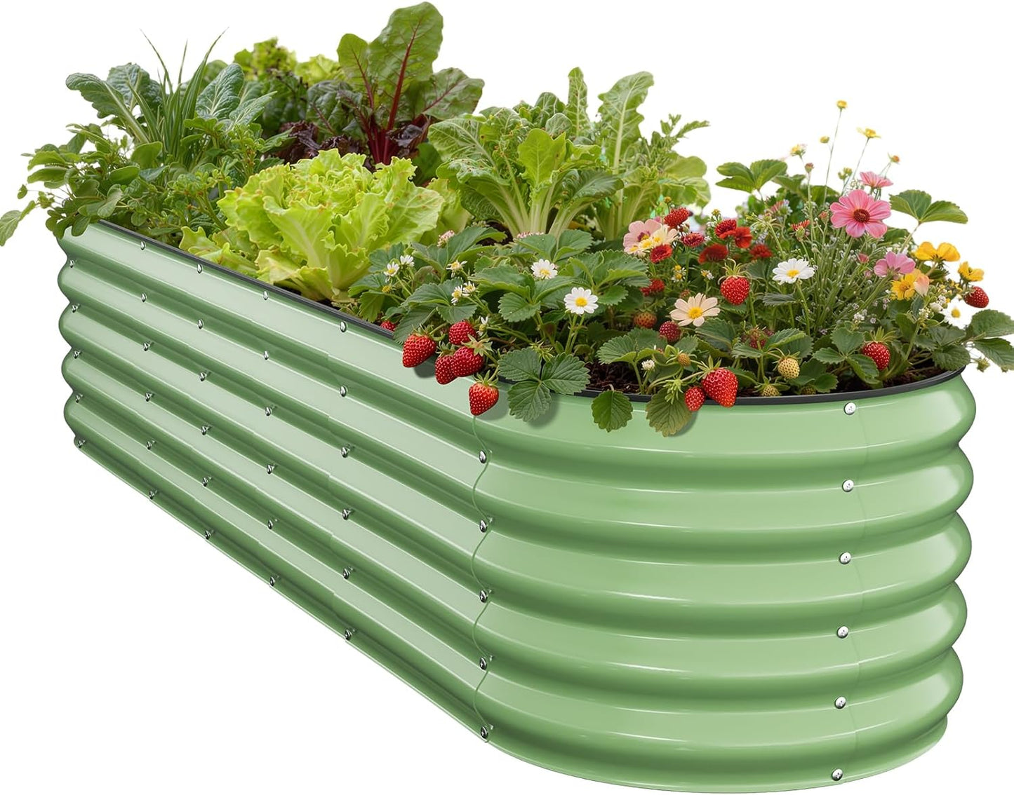 Pattiumo Galvanized Raised Garden Bed 4×4×1 FT, Round Metal Raised Garden Bed Outdoor Planter Box with Open Bottom, Rust-Resistant Steel Garden Bed for Vegetables Herbs Flowers, Easy Assembly