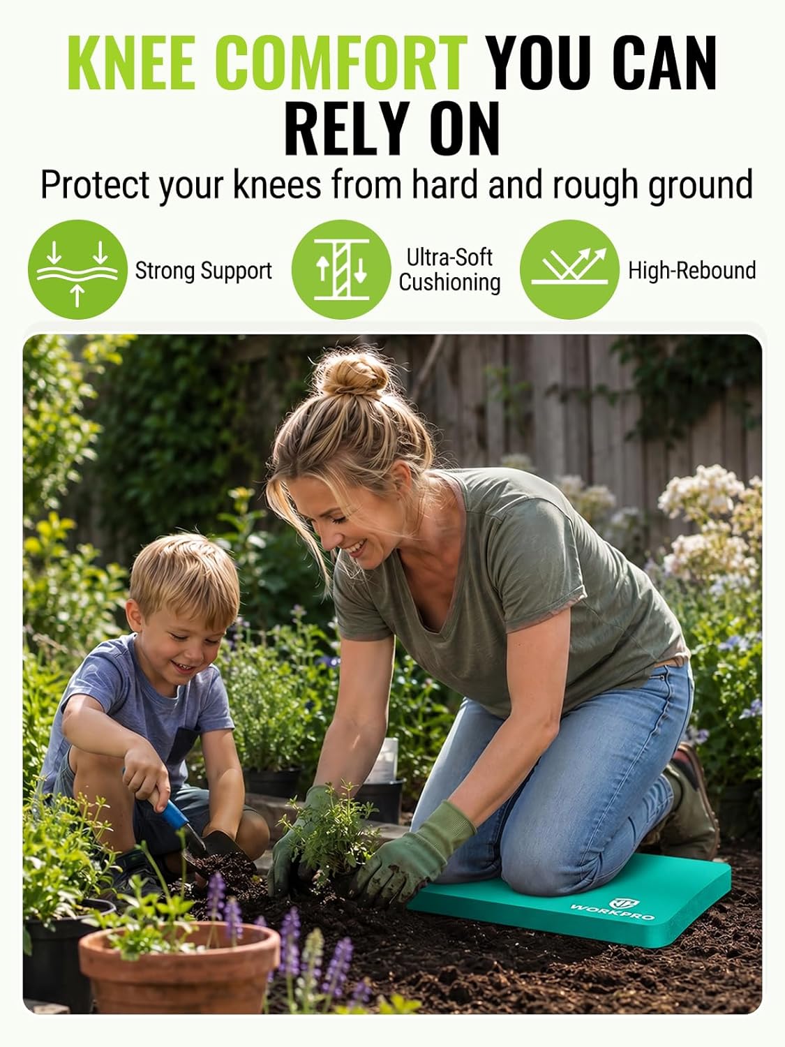 WORKPRO Extra Thick Kneeling Pad, Soft NBR Foam Cushioning for Knee, Large Foam Kneeler Mat for Gardening, Bathing Baby, Exercise, Workout Supplies, 17.5 x 11 x 1.5 in, Black