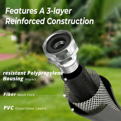 Retractable Garden Hose Reel, 1/2 inch x 50ft Wall Mounted Heavy Duty Hose Reel with Auto Rewind System, 180° Swivel Bracket, Any Length Lock, 10-Pattern Garden Hose Nozzle