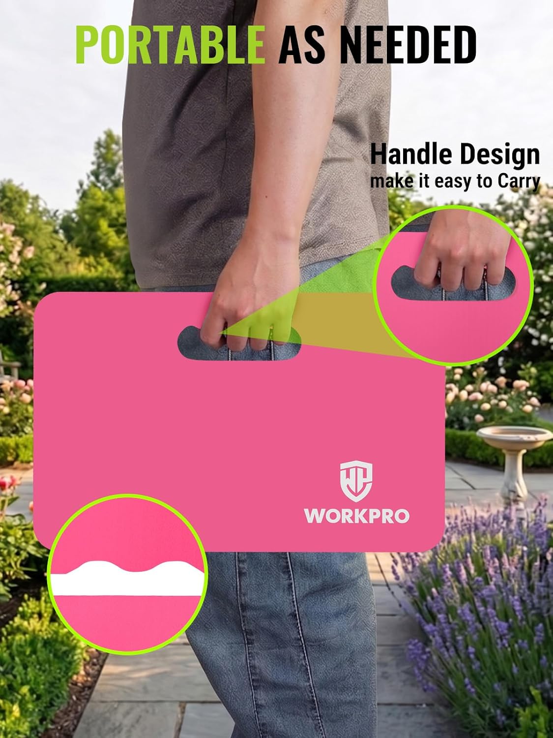 WORKPRO Extra Thick Kneeling Pad, Soft NBR Foam Cushioning for Knee, Large Foam Kneeler Mat for Gardening, Bathing Baby, Exercise, Workout Supplies, 17.5 x 11 x 1.5 in, Black