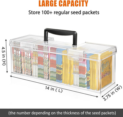 tutata Seed Packet Organizer Box Plastic Portable Seed Packet Storage Box, Seed Storage Organizer
