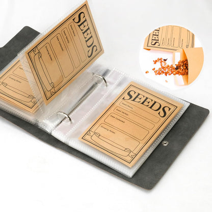 Seed Packet Organizer Binder, Garden Planner Packet with 25 Pack Clear Pocket Sleeves(Slot 3.9" x 5.5") 50Pcs Seed Storage Envelopes, Fit for Standard Seed Packets