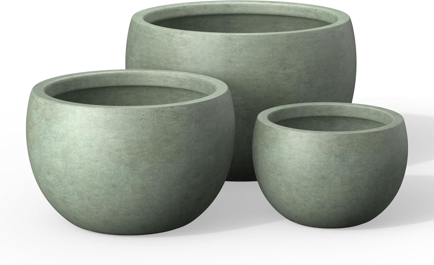 Large Round Bowl Vintage BRN Concrete Planter 19.9" Dia, Outdoor