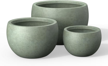 Large Round Bowl Vintage BRN Concrete Planter 19.9" Dia, Outdoor
