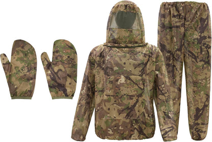 Mosquito Netting Suit Bug Net Mesh Clothing with Hood Outdoor Garden Hunting Camo Protection from Fly Insects Bugs