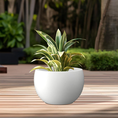 Large Round Bowl Vintage BRN Concrete Planter 19.9" Dia, Outdoor