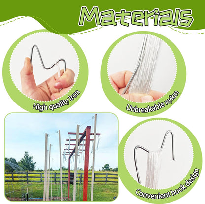 OJYUDD 130 Pcs Tomato Hooks with String,Tomato Holder Hooks with 32.8ft Twine & Plant Support Clips,Climbing Plants Support Hooks for Vegetable Plant Fruit Flower