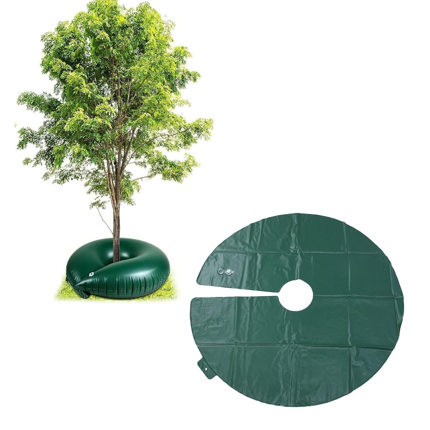 Tree Watering Ring, 10 Gallon Reusable PVC Tree Watering Bags Drip Irrigation Water Pouch Gardening Tools for Landscaping, Newly Planted (Green)