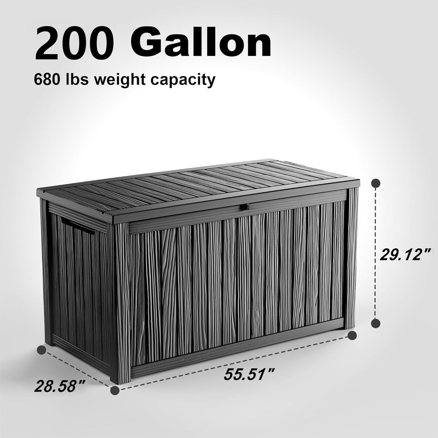 30 Gallon Outdoor Deck Box, Lockable Waterproof Outdoor Storage Boxes For Garden Tools,Indoor Cushions,Accessories Outside Storage Resin Weatherproof Container(Black)