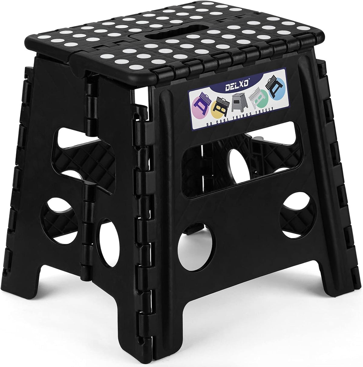Folding Step Stool 13 Inch,300 Lbs Step Stool for Adults Black