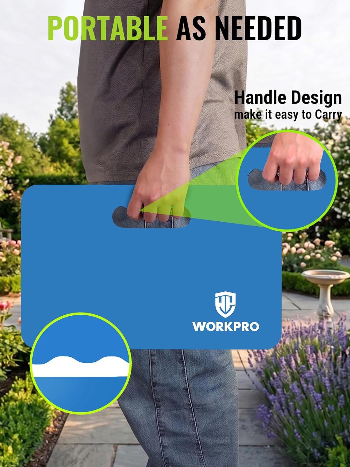 WORKPRO Extra Thick Kneeling Pad, Soft NBR Foam Cushioning for Knee, Large Foam Kneeler Mat for Gardening, Bathing Baby, Exercise, Workout Supplies, 17.5 x 11 x 1.5 in, Black