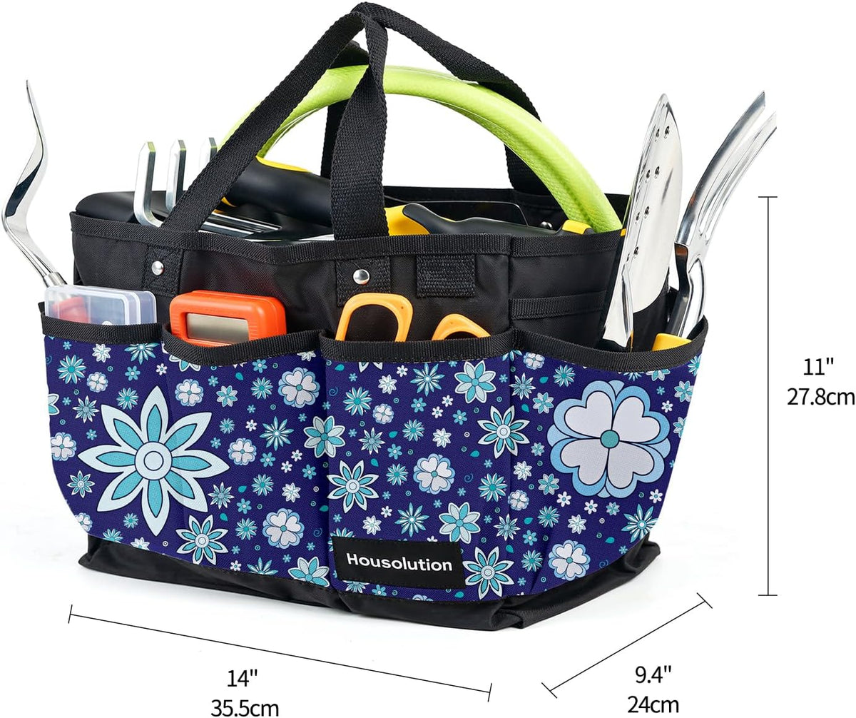 Housolution Gardening Tote Bag, Deluxe Garden Tool Storage Bag and Home Organizer with Pockets, Wear-Resistant & Reusable, 14 Inch, Pink