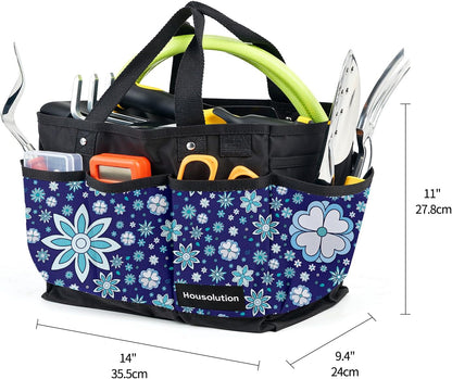 Housolution Gardening Tote Bag, Deluxe Garden Tool Storage Bag and Home Organizer with Pockets, Wear-Resistant & Reusable, 14 Inch, Pink