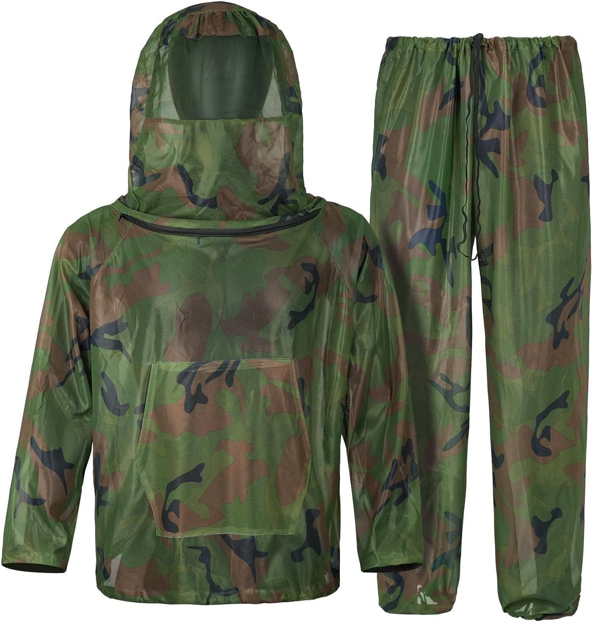 Mosquito Netting Suit Bug Net Mesh Clothing with Hood Outdoor Garden Hunting Camo Protection from Fly Insects Bugs