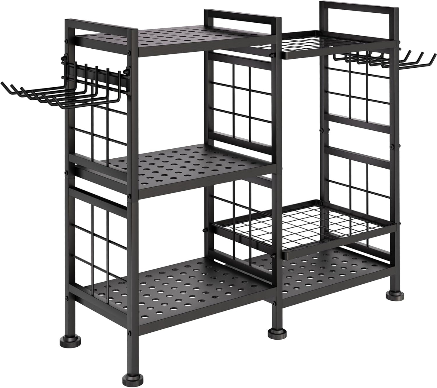 3 Tier Garden Tool Organizer, Garage Storage and Organization, Metal Yard Tools Storage up to 78 Tools, Heavy Duty Garden Tool Organizer for Garage, Yard, Patio, Shed, Indoors and Outdoors, Black