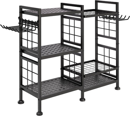 3 Tier Garden Tool Organizer, Garage Storage and Organization, Metal Yard Tools Storage up to 78 Tools, Heavy Duty Garden Tool Organizer for Garage, Yard, Patio, Shed, Indoors and Outdoors, Black