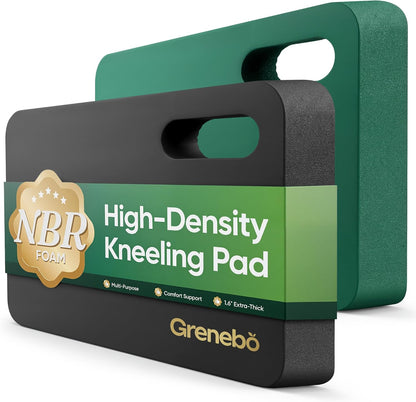 Grenebo 2-Pack 1.6" Extra Thick NBR Foam Garden Kneeling Pads, Ultra Soft Cushion Kneeling Pads for Gardening, Gardening Kneeling Pad for Baby Bathing, Work, Exercise, 17.3×11×1.6 in, Green