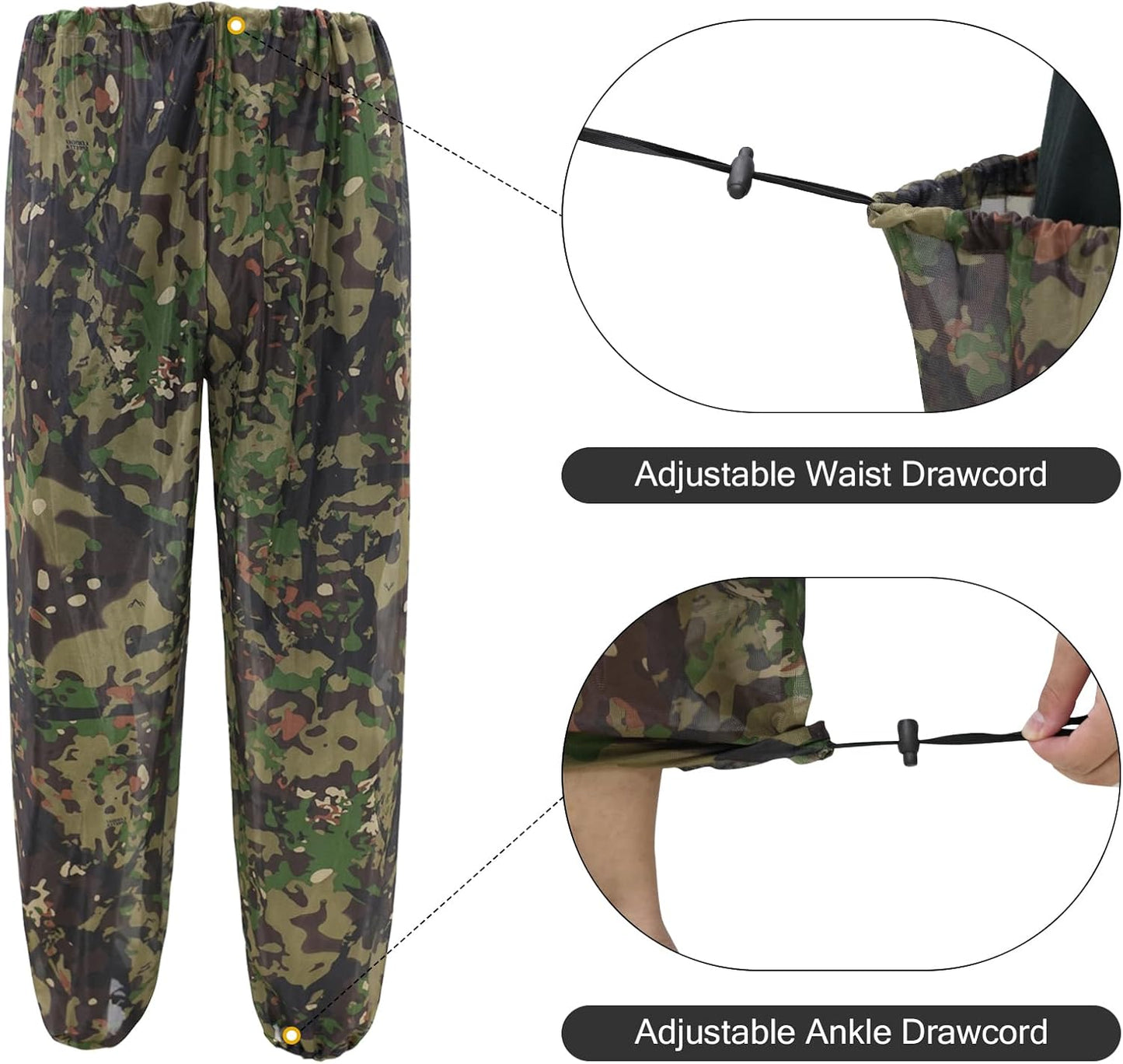 Mosquito Netting Suit Bug Net Mesh Clothing with Hood Outdoor Garden Hunting Camo Protection from Fly Insects Bugs