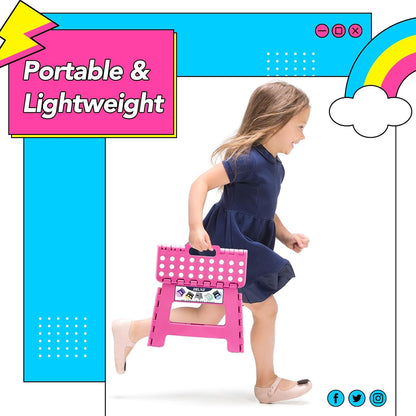 Folding Step Stool 13 Inch,300 Lbs Step Stool for Adults Black