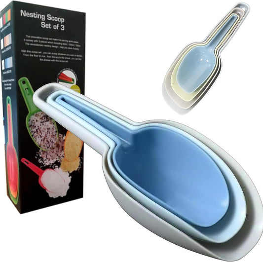 Flour Scoop Set of 3 for Canisters, Ice, Popcorn, Pet Food, Dry Goods, Coffee Beans, Candy - Plastic Scoops 1.7/3.4/5.1 oz