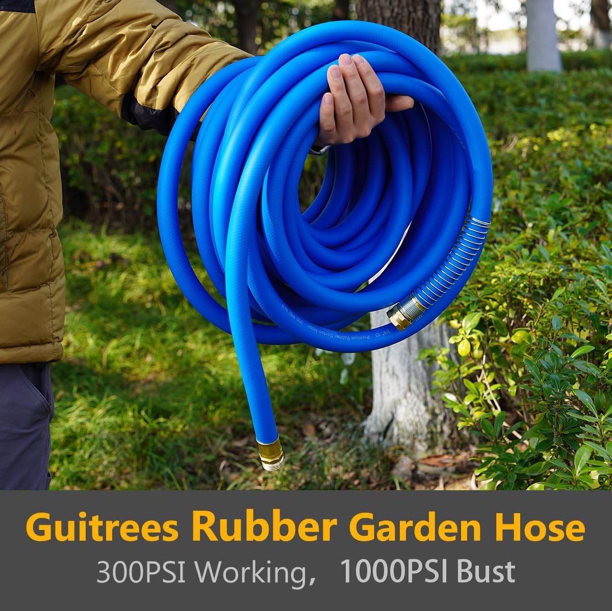 Guitrees Leader Garden Hose 10ft x 5/8", Heavy Duty Short Water Hose, Female to Female Fittings, Five Layered Braiding for Durability, 1000PSI Burst, 300PSI Working (Black) - Colors A