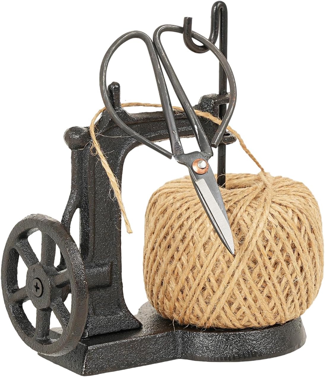 Sungmor Cast Iron Garden Twine Holder Set - 1300ft. Natural Jute Twine String & Rope Rack & Scissors - Decorative & Practical Home Arts Crafts Tools for Picture Display Gift Wrapping Packing Gardening