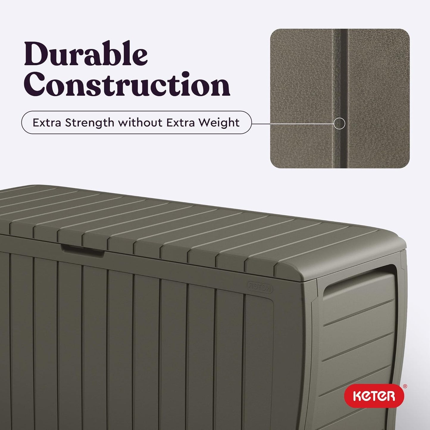 Keter Marvel Plus 71 Gallon Resin Outdoor Storage Box for Patio Furniture Cushions, Throw Pillows, Garden Tools and Pool Floats, Brown