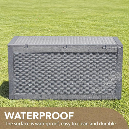 Devoko 100 Gallon Waterproof Large Resin Deck Box Indoor Outdoor Lockable Storage Container for Patio Furniture Cushions Garden Tools (100 Gallon, Black)