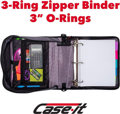 School Zipper Binder | 3-Inch O-Rings | 600-Sheet | D-146 Key Lime