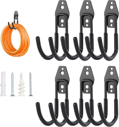 Hose Hanger Wall Mount 2 Pack,Heavy Duty Hose Holder with Screws Metal Hose Hangers for Outside,Hose Rack Suitable for Garage,Garden and Yard