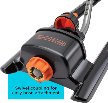 Black + Decker® 3,600 Sq Ft Metal Oscillating Sprinkler – Durable, Adjustable, Even-Coverage Watering BD3435