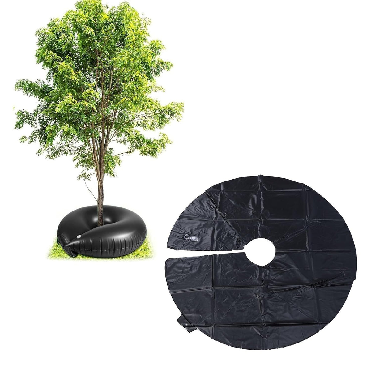 Tree Watering Ring, 10 Gallon Reusable PVC Tree Watering Bags Drip Irrigation Water Pouch Gardening Tools for Landscaping, Newly Planted (Green)