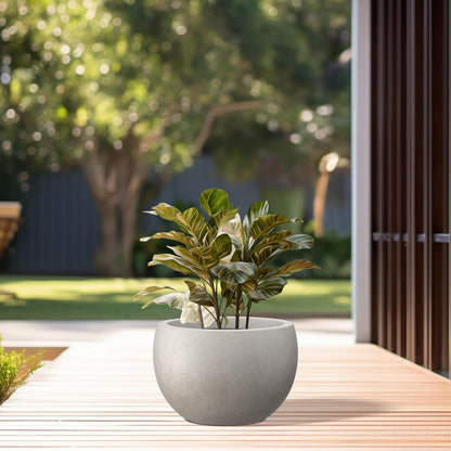 Large Round Bowl Vintage BRN Concrete Planter 19.9" Dia, Outdoor